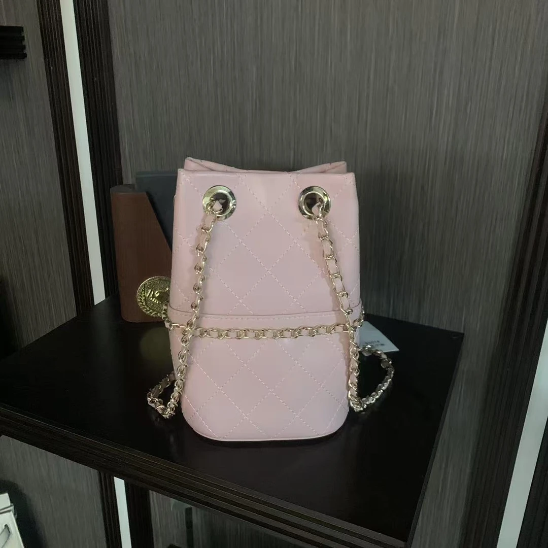 2542香家粉色水桶包时尚百搭手提包便携女士包包斜挎单肩包包