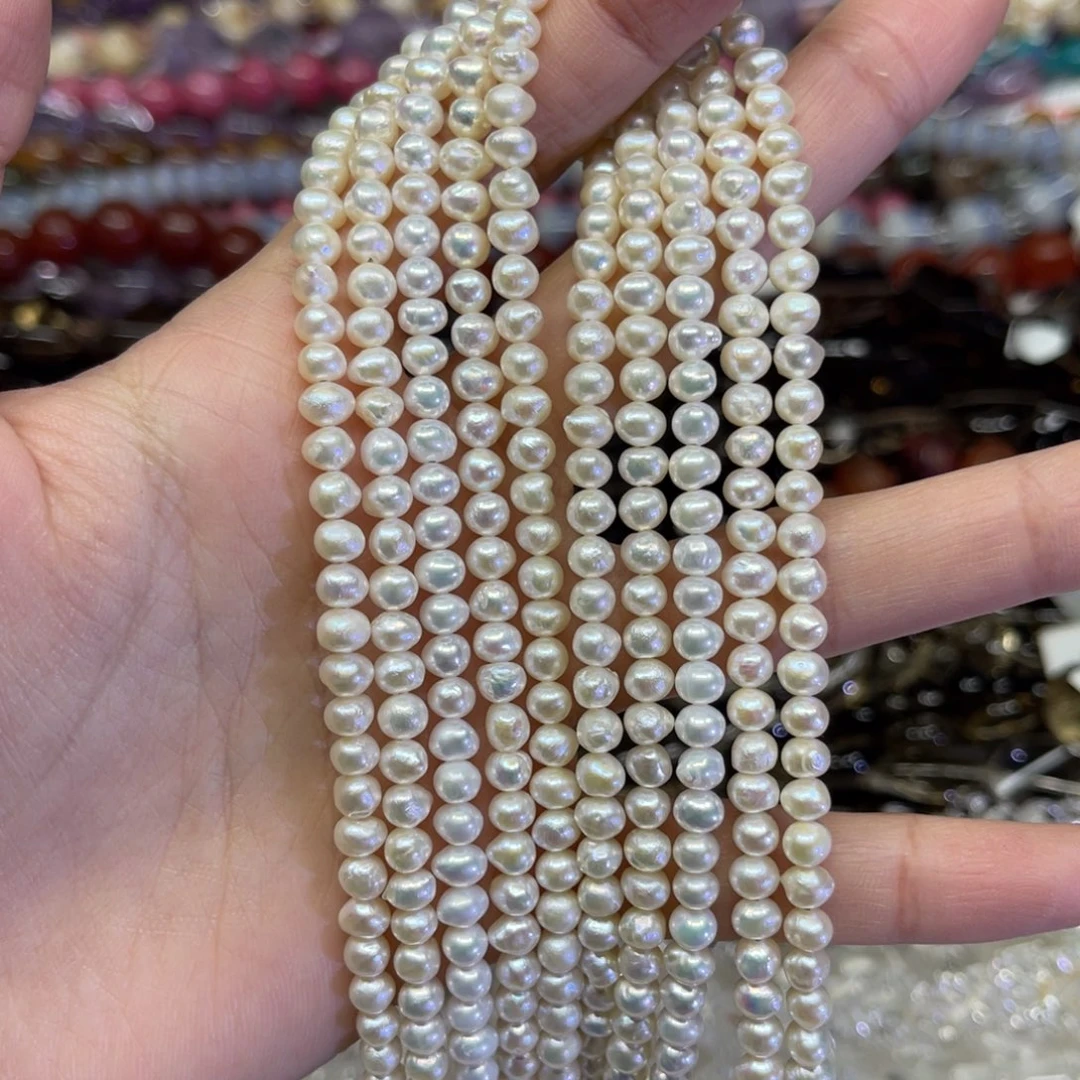 玛瑙/玉髓散珠无核珍珠卡5一条