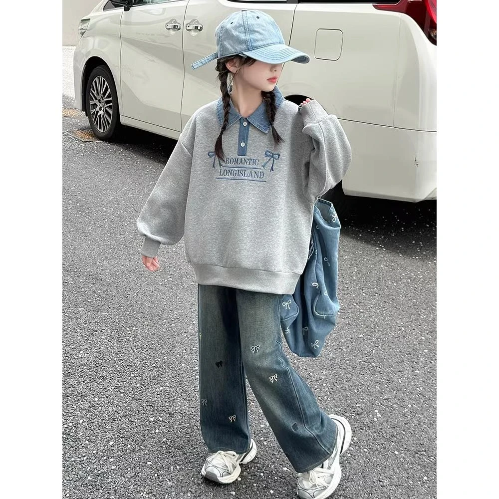 FAVMARTHA女童卫衣春秋款2025新款儿童女孩洋气春装polo衫大童春