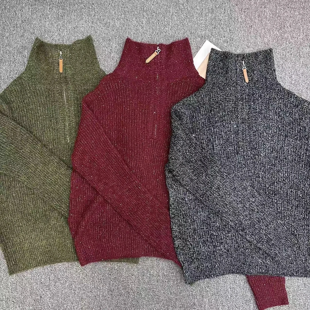 【周周家】6595濮院秋季羊毛高领套头半拉链细闪女士街头毛针织衫