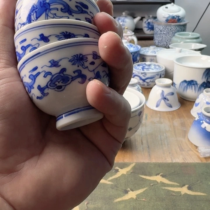 秋*青花瓷器杯子茶具