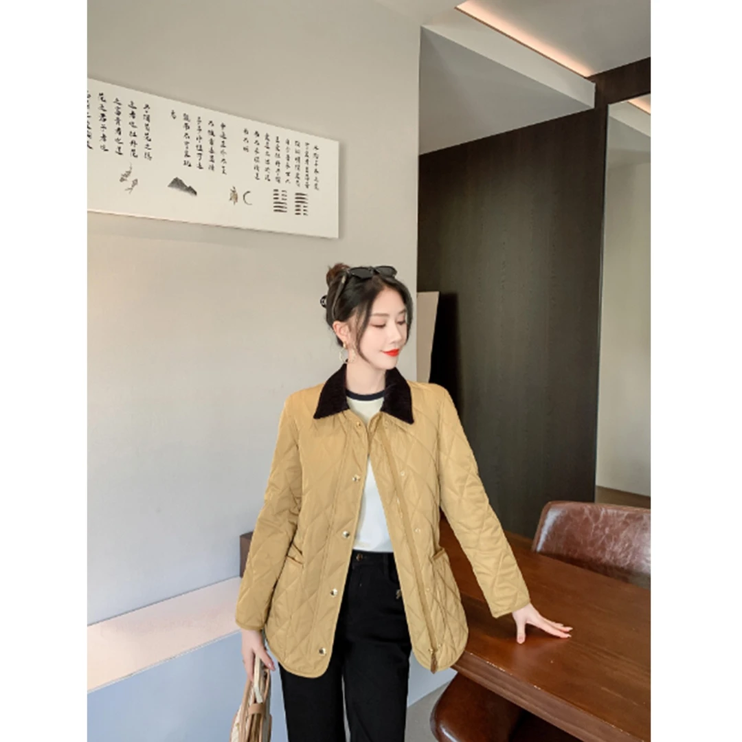 「巴黎专属」秋冬新款休闲修身翻领百搭韩版棉服128290
