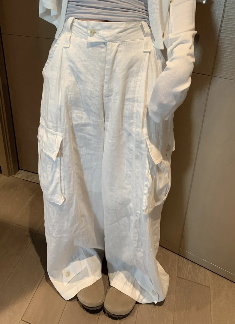 私服改版~帅气双口袋工装裤2025夏日冰感亚麻裤子舒适街头雅痞裤