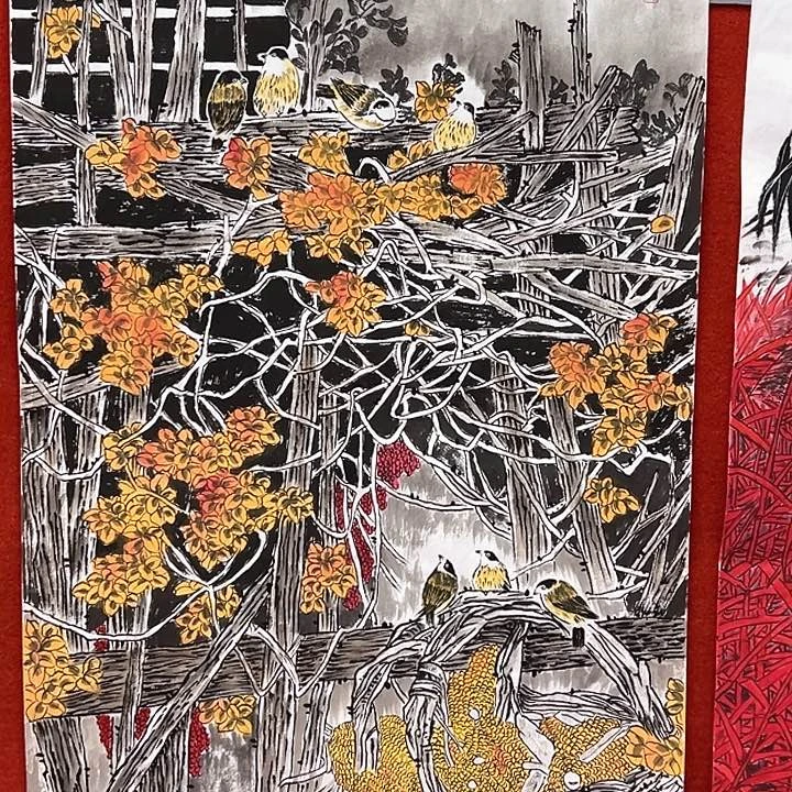 国画新年快乐纯手绘作品