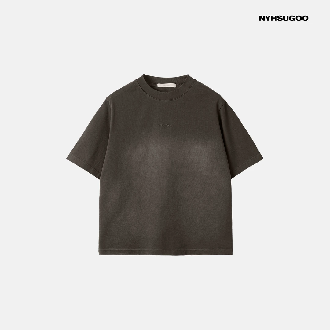 NYHSUGOO/南乙致橡树夏季100%棉重磅420G精梳棉3596短袖男士做旧T