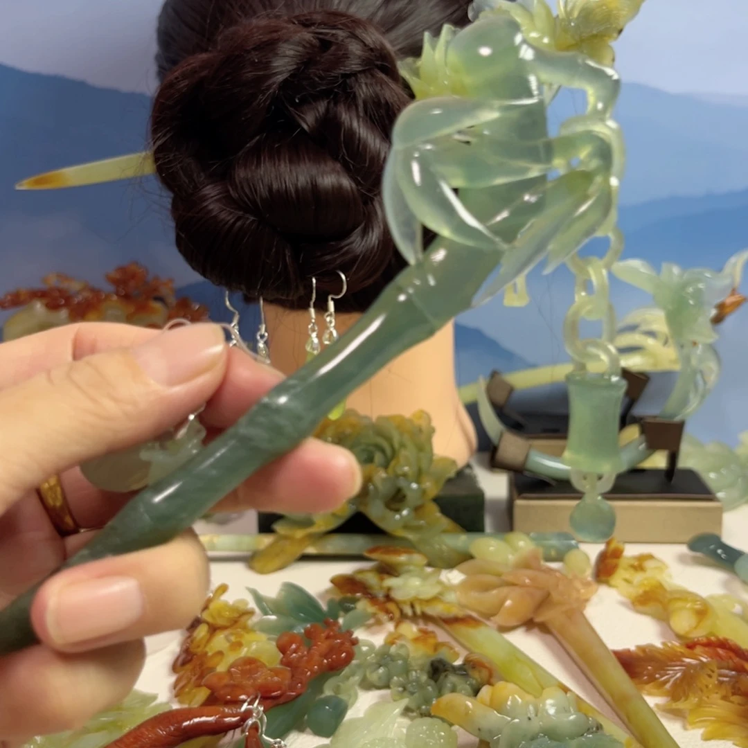 多****蛇纹石玉未镶嵌发饰