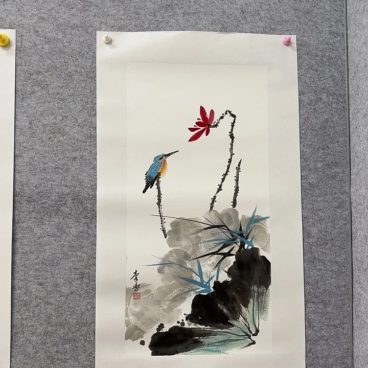 国画花鸟等图案为一体