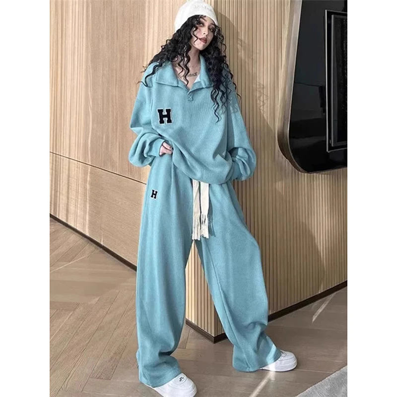 加大码300斤运动卫衣套装女秋新款胖MM美式潮流休闲阔腿裤两件套