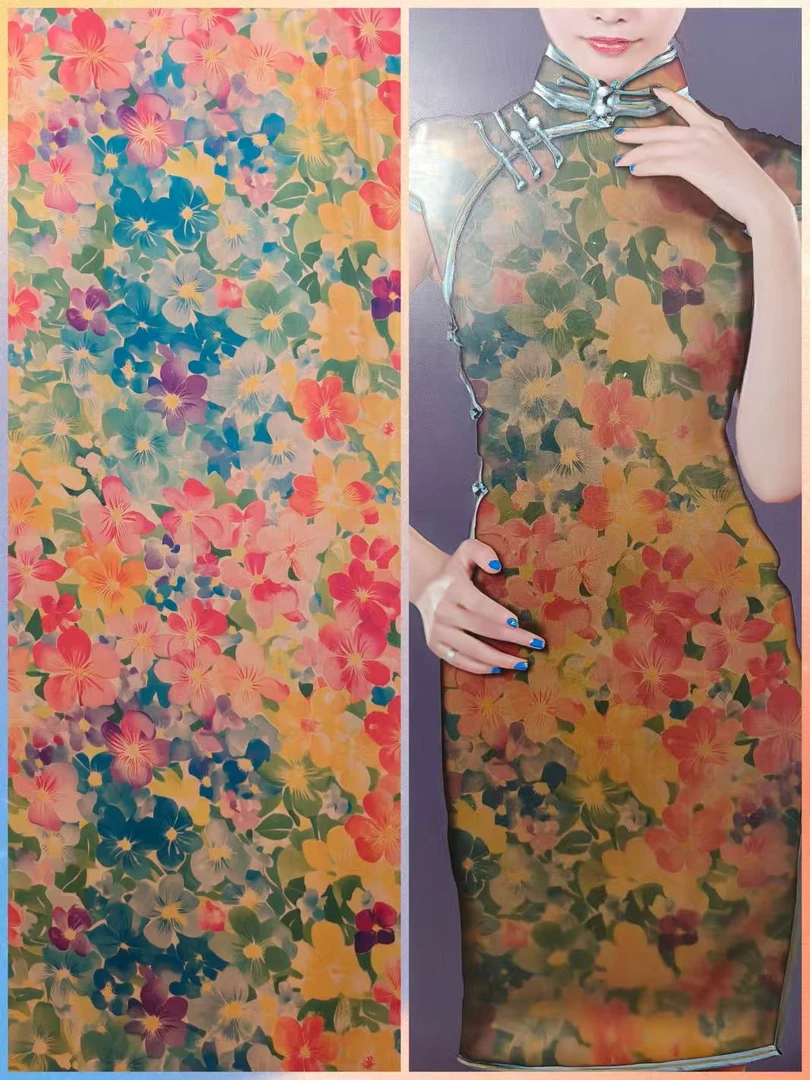 古香醋酸贡缎   繁花