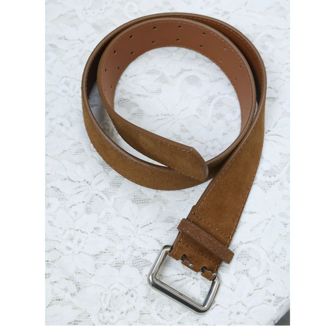 1SP01依美丁复古简约百搭翻皮绒宽腰带