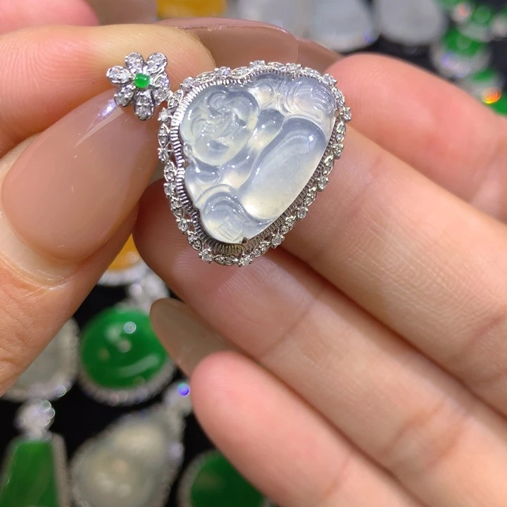 翡翠18K金镶嵌吊坠(不含链)