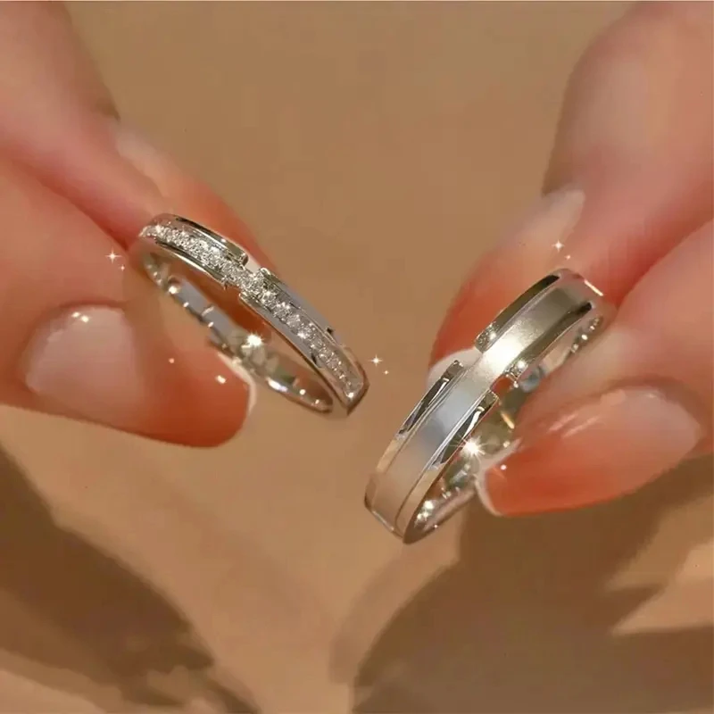 足银戒指 老凤祥和蒹葭白露情侣戒指999纯银对戒男女款情人节礼物