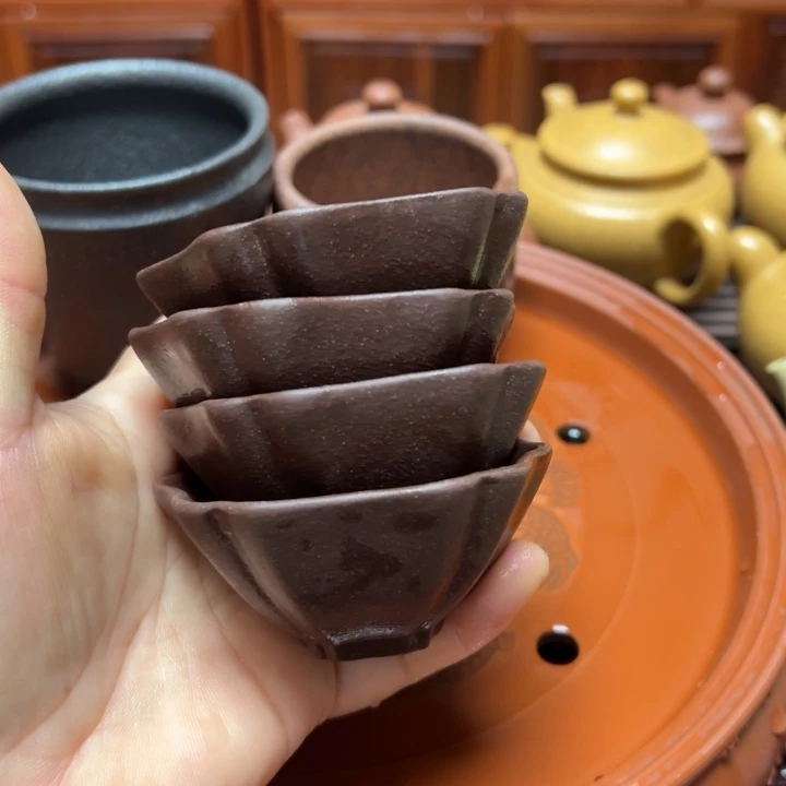 茶杯紫砂宜兴原矿紫玉金砂