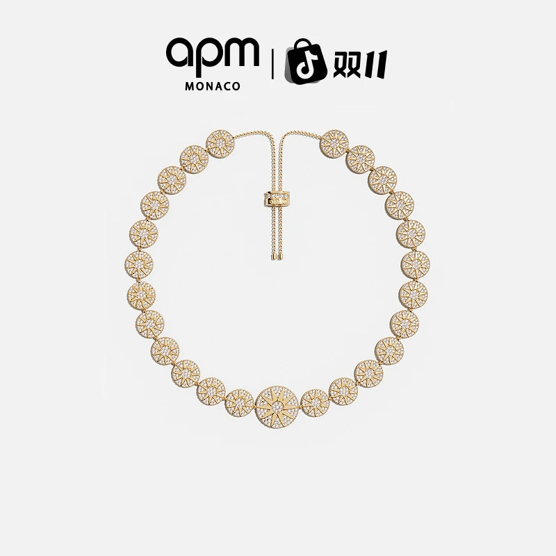 【双11狂欢】APM Monaco 新品Soleil可调节金色项链项链吊坠