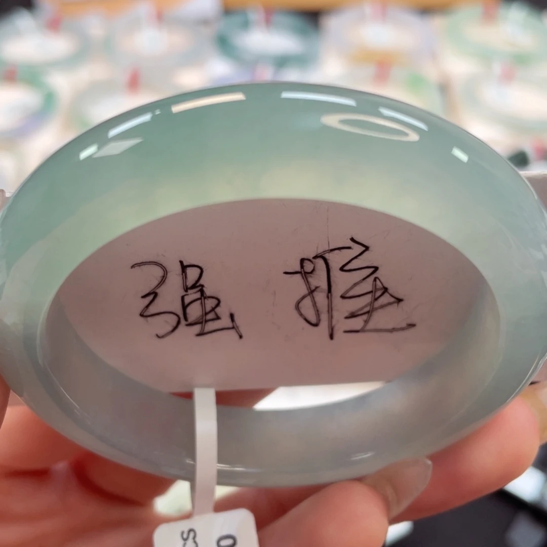 未镶嵌手镯翡翠54透亮冰晴蓝小万战斗机37号