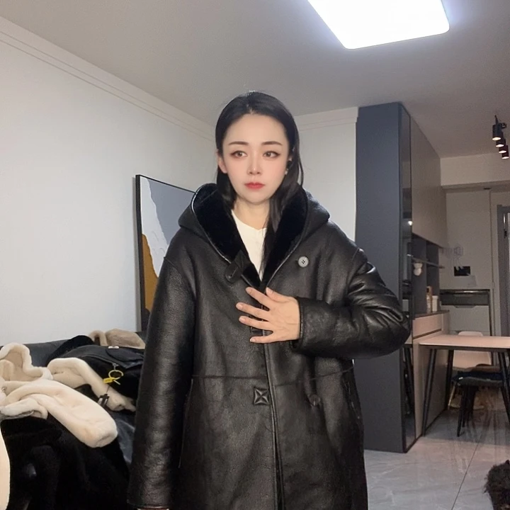 绵羊皮美丽奴皮毛一体两面穿M125斤内
