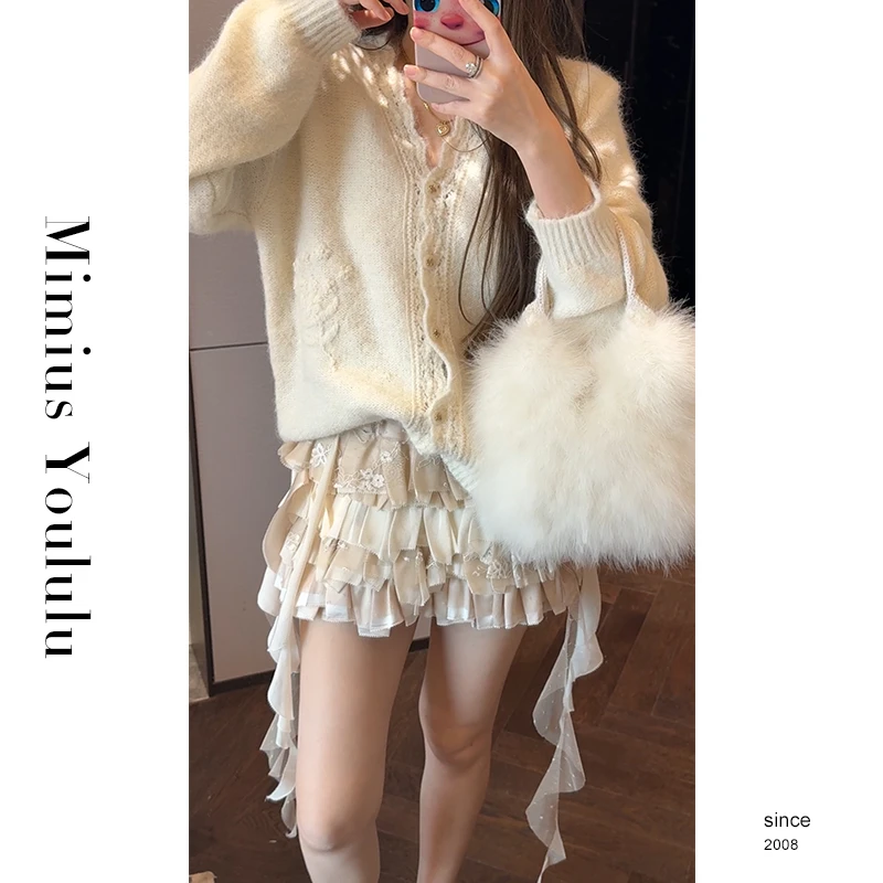 【mimius】喵喵 软糯羊毛重工手工立体钩花针织衫 WG07104