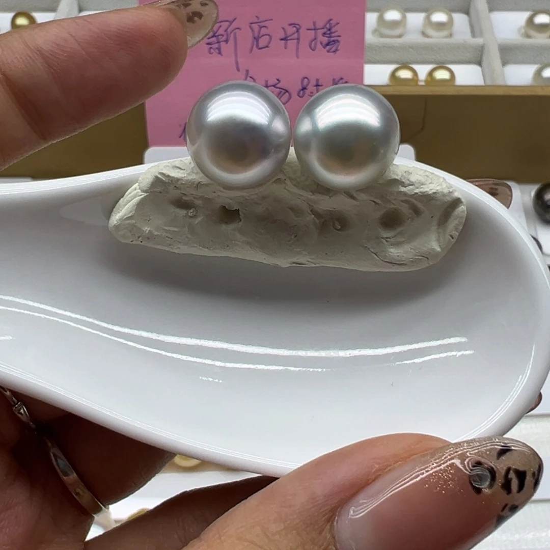 海水珍珠未镶嵌澳白对珠裸珠12+（珠子只适合做大背镶的款）