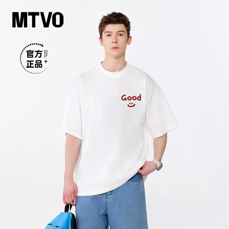 MTVO迈特优夏季纯棉美式圆领短袖T恤男休闲宽松潮流高街半袖 101