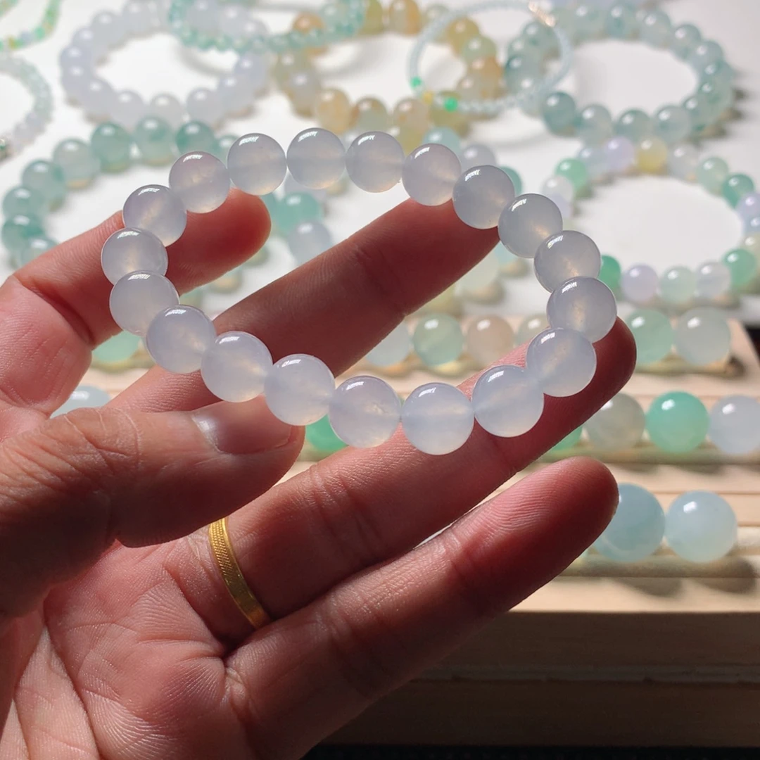 翡翠未镶嵌手链天然翡翠卡10白冰手串