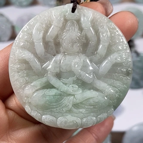 翡翠颈饰未镶嵌千手观音福利