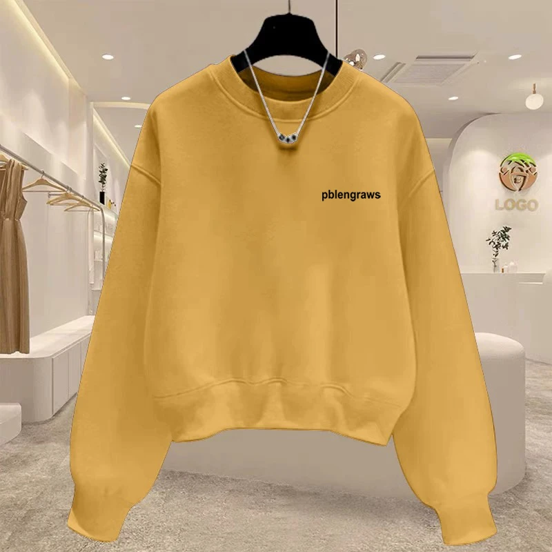 圆领卫衣女士2025秋冬季新款时尚欧货宽松休闲套头长袖纯棉上衣潮