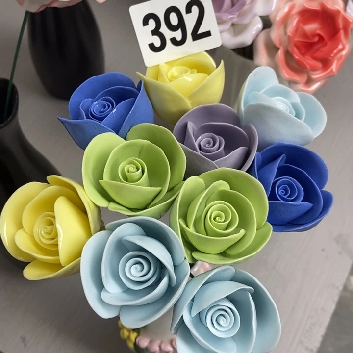 陶瓷手工制作陶瓷花10朵