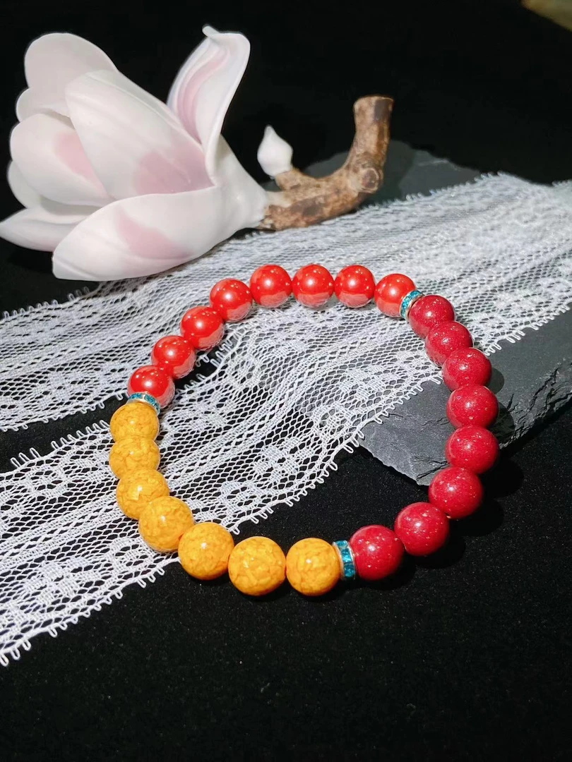 含辰砂工艺品C782 辰砂雄黄三宝手串