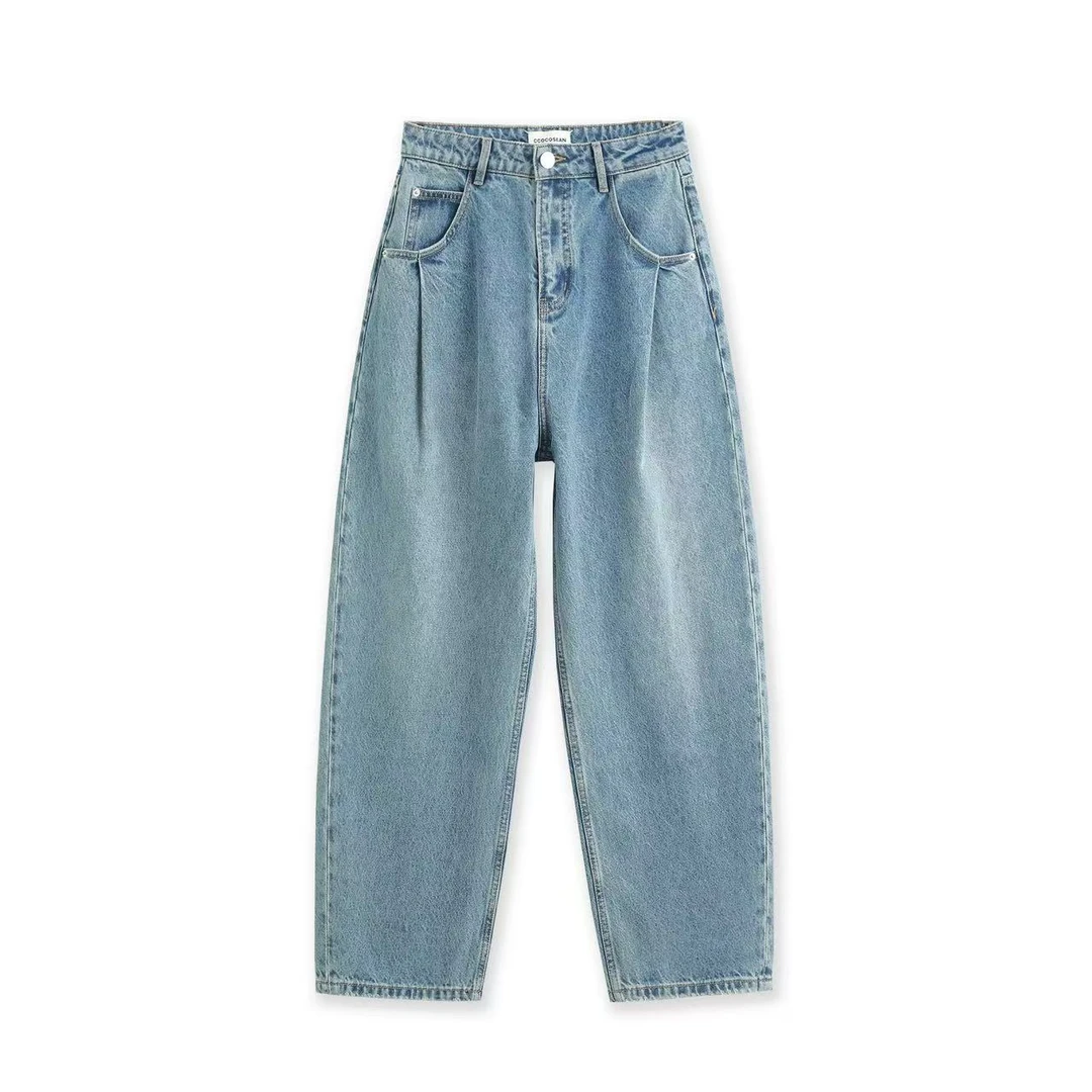 Ccocosean 秋冬中高腰牛仔裤苹果型身材显瘦复古女装水洗 68002