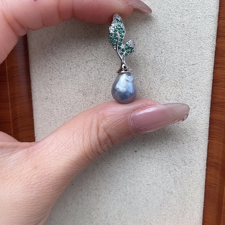海水珍珠银S925镶嵌吊坠(不含链)