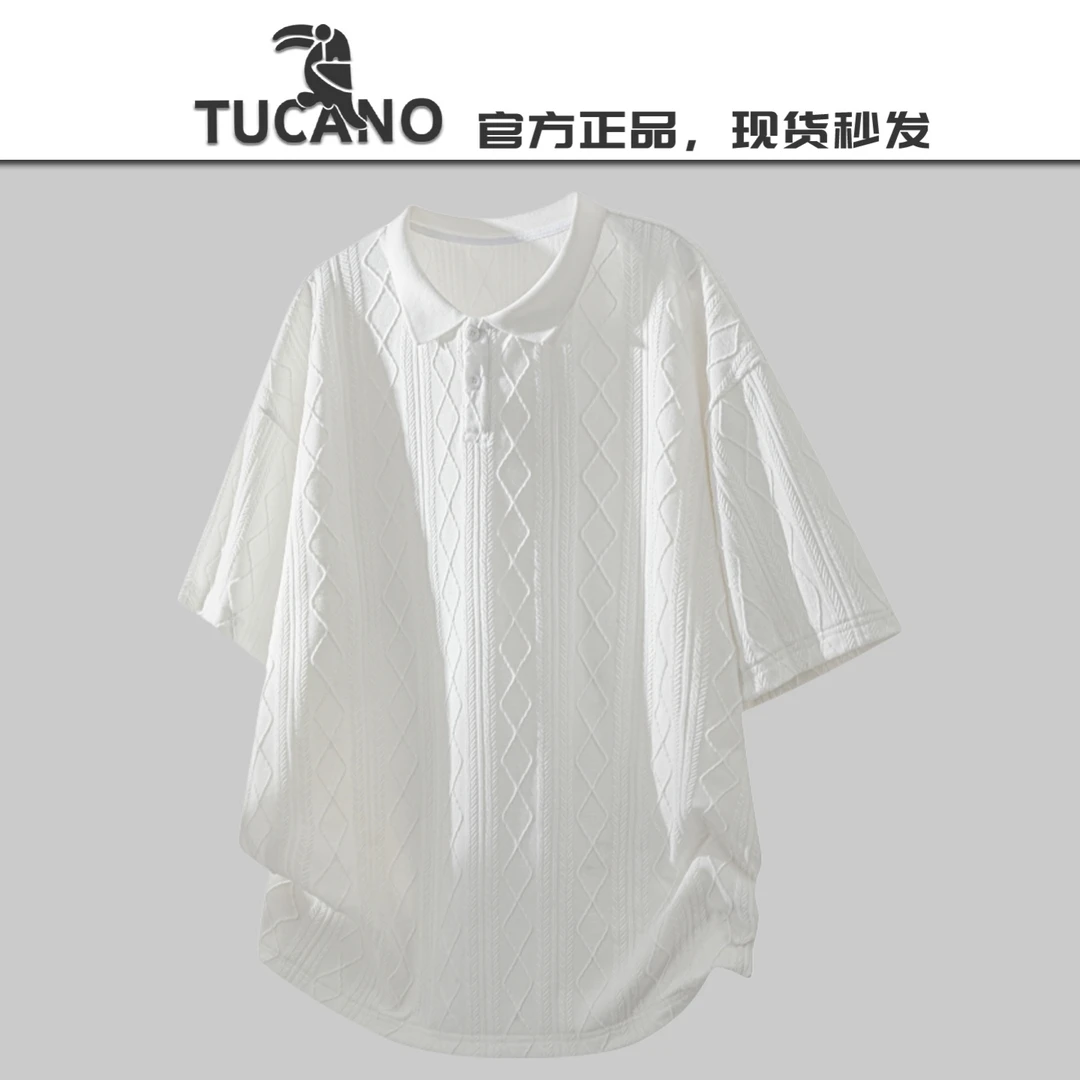 啄木鸟【官方】夏季潮流提花翻领POLO衫男士潮牌高级感百搭短袖T恤