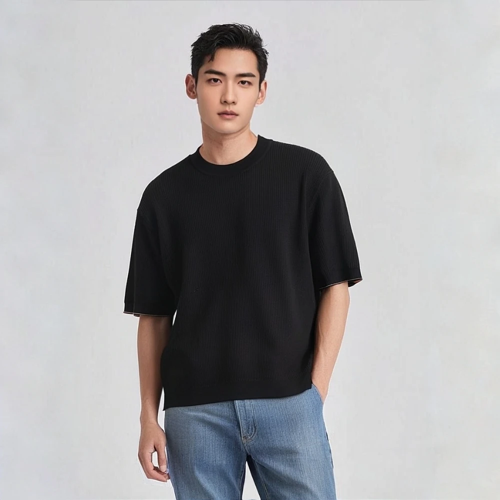 男款时尚高定半袖针织衫112223