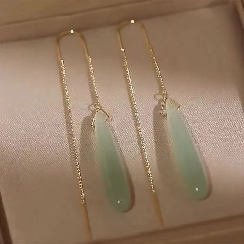 新中式水滴长款流苏耳线女2025新款爆款高级感耳环国风气质耳饰