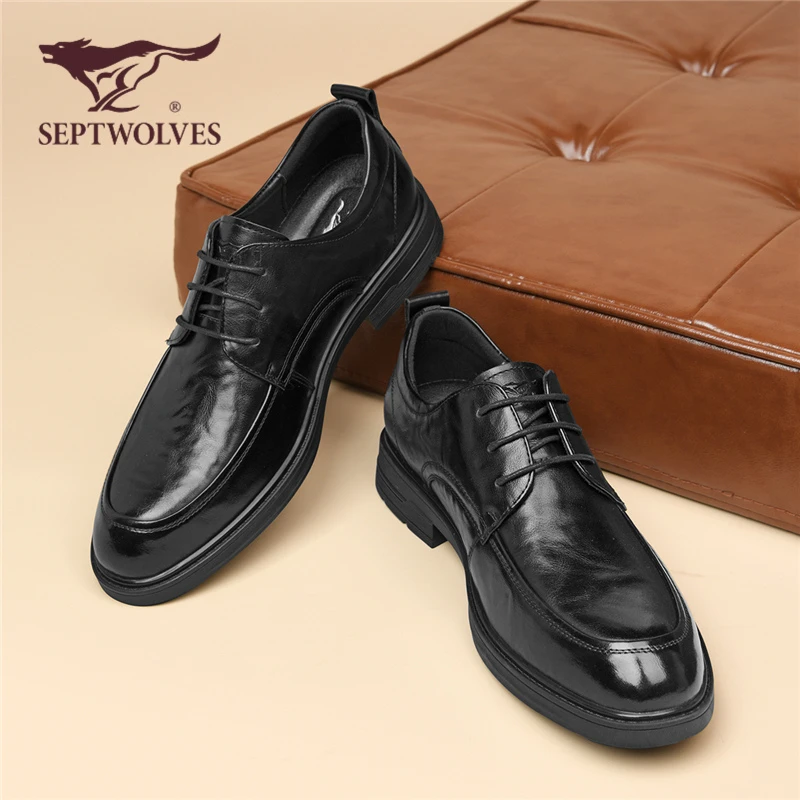 七匹狼新款男士商务休闲皮鞋秋季增高百搭德比鞋男软底软底正装鞋