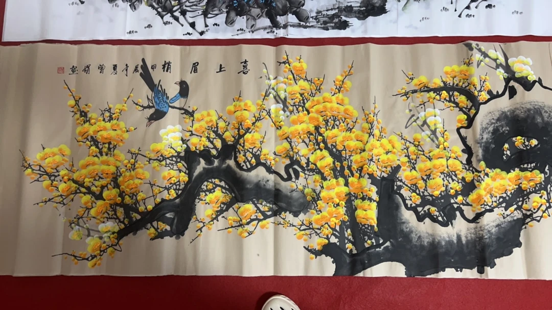 喜上眉梢黄梅小六尺装饰画