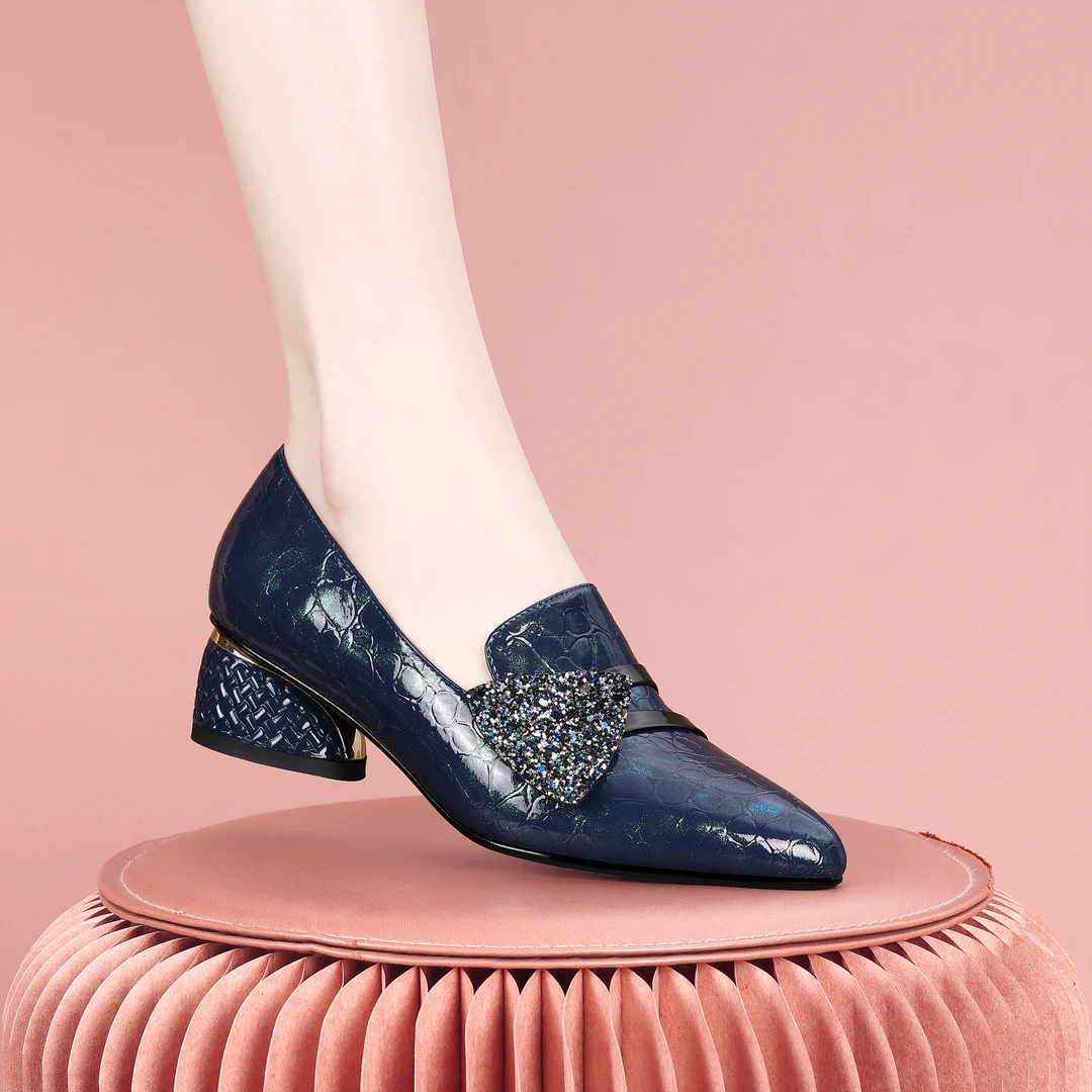 梵芮诗2025年春秋港风格丽特装饰气质低跟单鞋-J2286