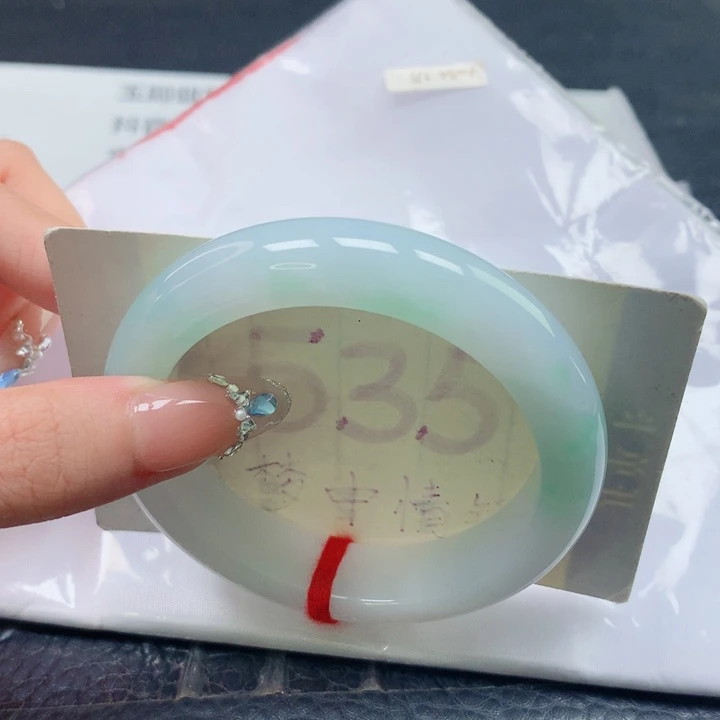 翡翠未镶嵌手镯圈口5455