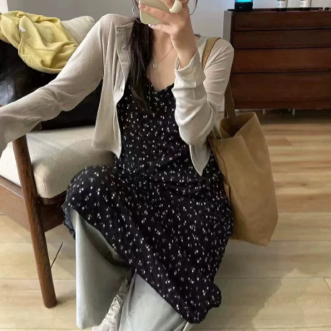 韩国正品代PROJECT VIEW女2025春季复古时尚小碎花吊带连衣裙