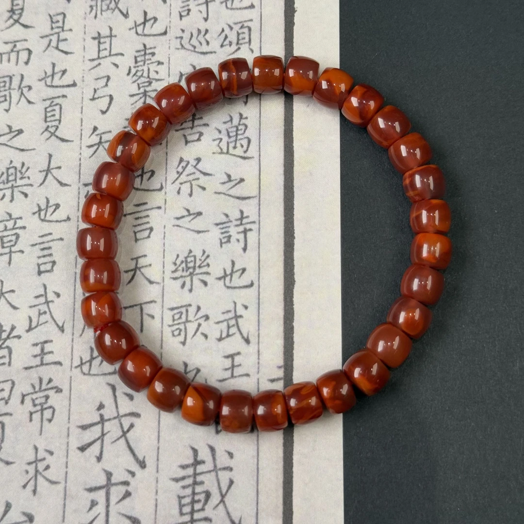 【禧┃熠】南红火焰直切手串7mmYYX0014（多样性发一）