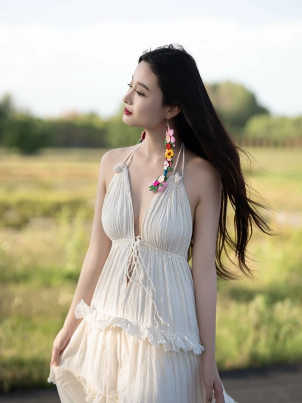 花渡生态棉吊带露后背仙女长裙 身高需要165➕