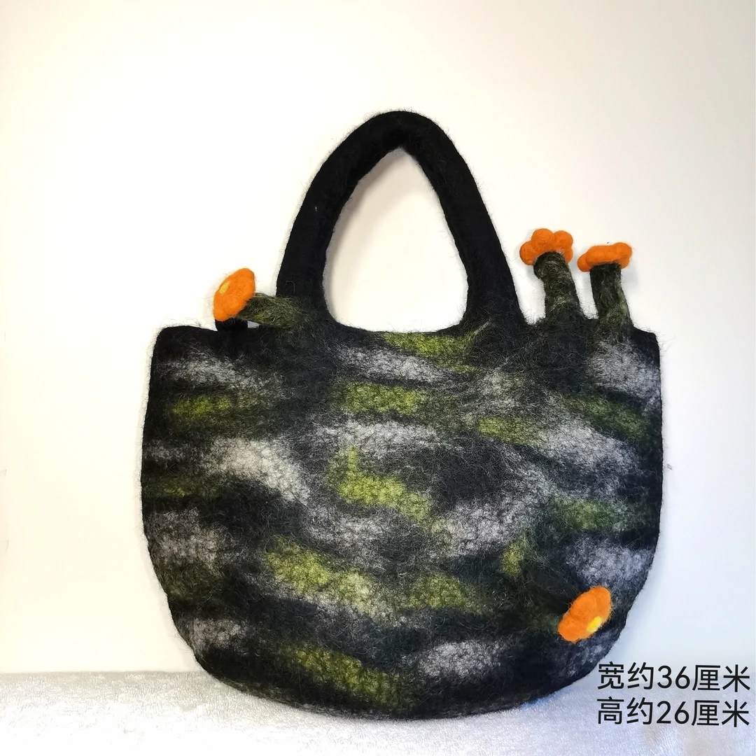 尼泊尔手工羊毛毡包包网红同款爆款森系立体手提包装饰包