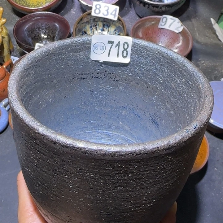 无***迹茶盏福建盏茶器瑕疵打口径