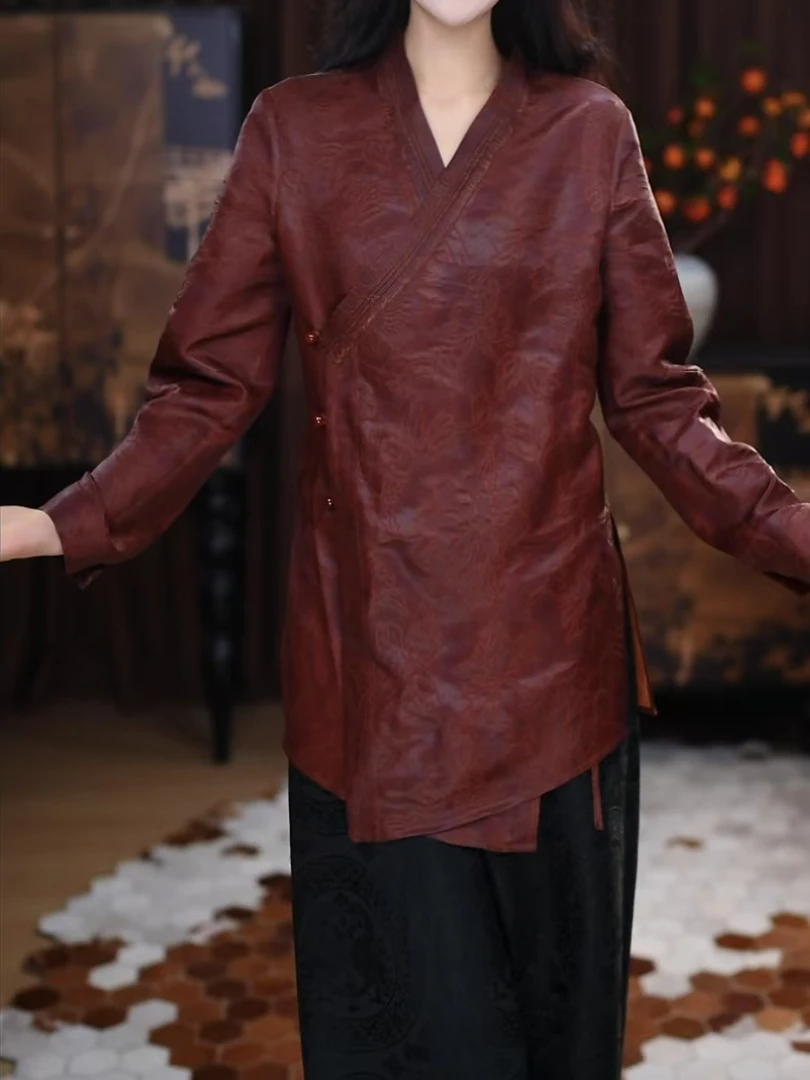 【逸辰】红云纱新中式复古显瘦春秋气质宽松国风休闲百搭上衣