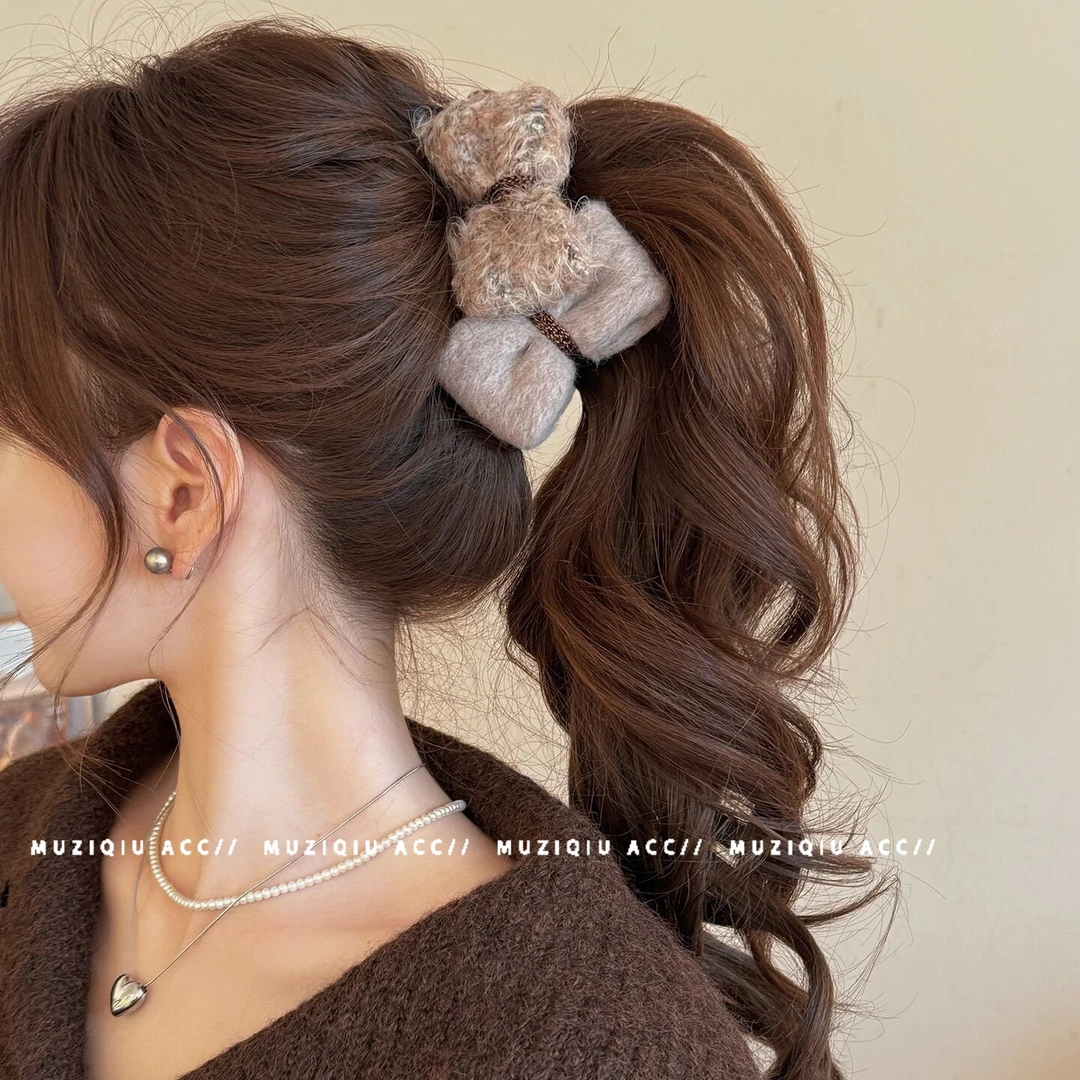 木子秋高级感手作撞色蝴蝶结盘发香蕉夹精致时髦气质洋气减龄发饰