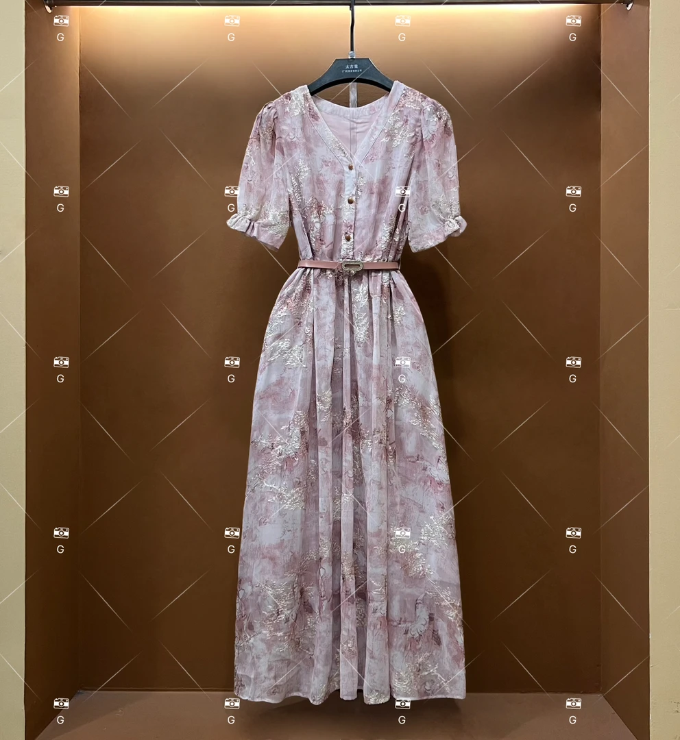 春夏丨设计师轻奢法式印花女士连衣裙 GS-55188