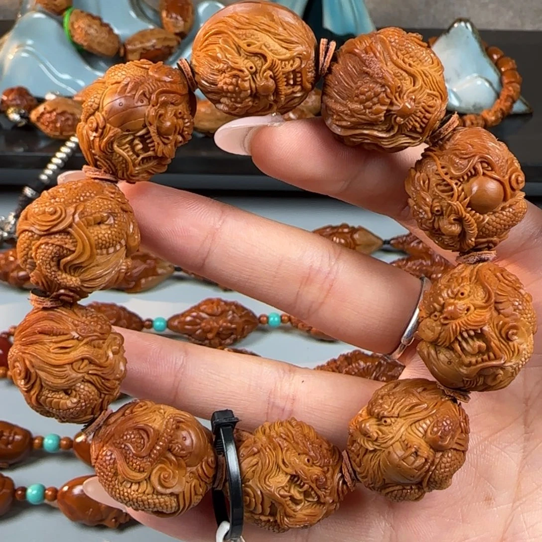 橄榄核手串/手链24油核九龙戏珠