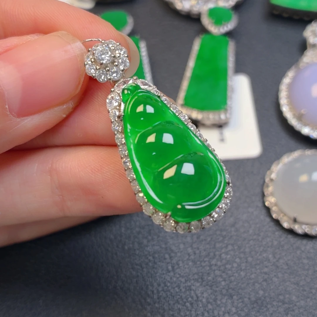 翡翠银S925镶嵌吊坠(不含链)