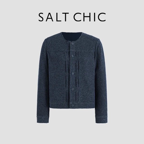 SALT CHIC盐执“伯爵夫人”秋冬时尚100棉纯色百搭短外套2024WGC367