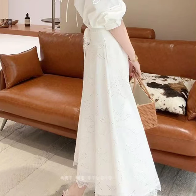 【白栀法式花边半裙】韩版春夏新款高腰法式花边半身裙