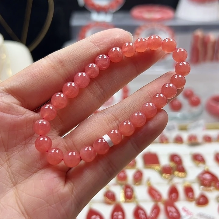 菱锰矿（红纹石）未镶嵌手串